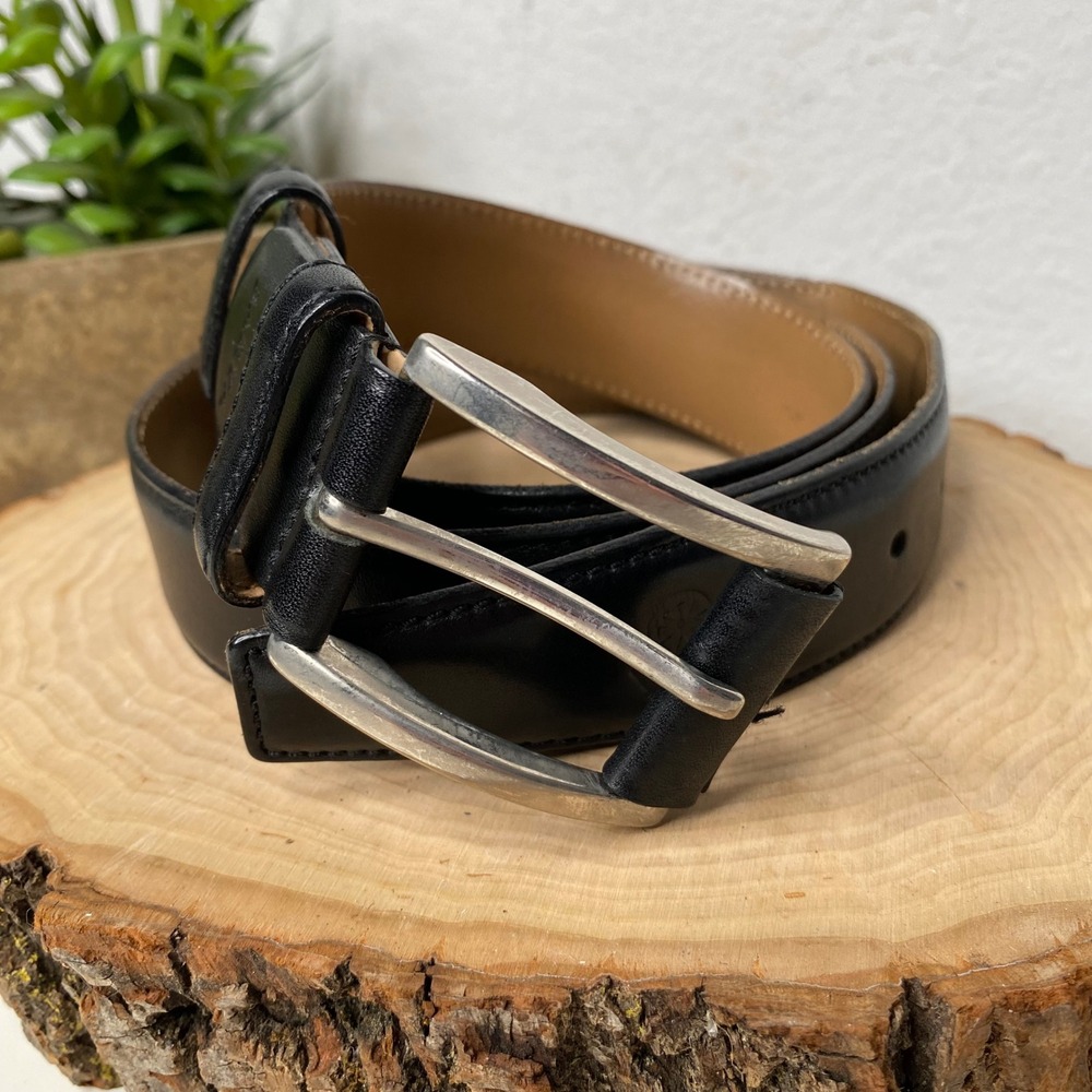 Barya Leather Men's Black Genuine Leather Belt Silver Buckle Hand Made Size 40
